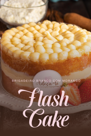 CAPA QUADRADA - FLASH CAKE branco com morango